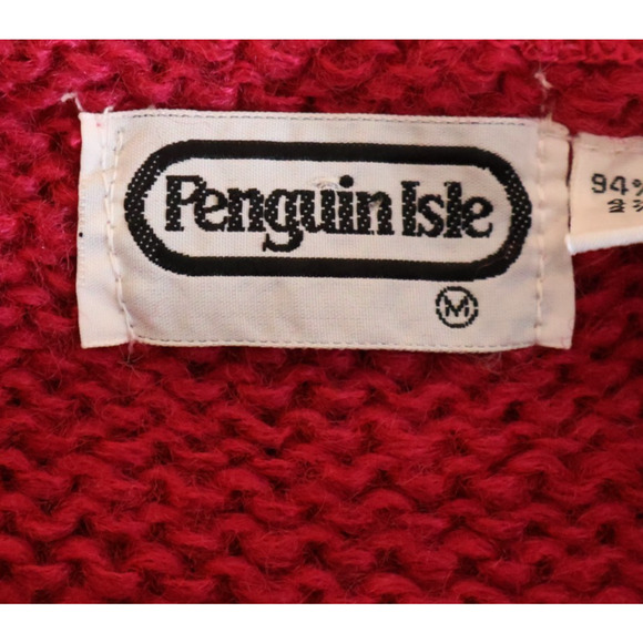 Vtg 80s Penguin Isle Striped Sweater Cozy Fuzzy Maximalist Dopamine Wool‎ Size L - Picture 6 of 8
